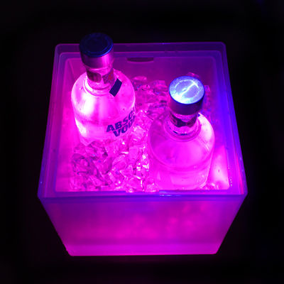 現代の LED スクウェア アイスバケツ 双層ライトアップ シャンパンバケツ 透明