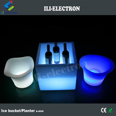 スクエア PE プラスチック 照明 LED アイス バケツ / LED 花器 / 花植え器