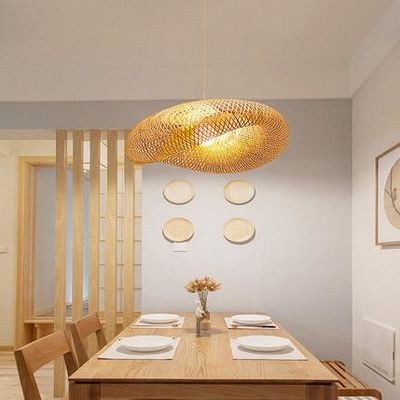 吊り灯 バンブー LED 天井灯 ラタンペンダントライト