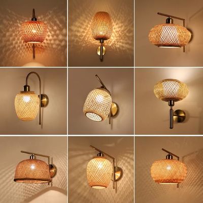 OEM 丸いラタン 壁灯 バンブーラタン ランタン LED 光源