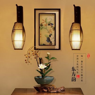 中国のレトロ固木壁ランプ - ホテル バンブー廊下ランプ - アンティーク バンブーランプ 壁ランプ