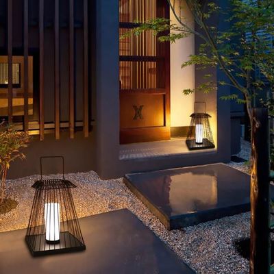 クリエイティブなラタン床ランタンランプ E27 ベース 屋外庭園
