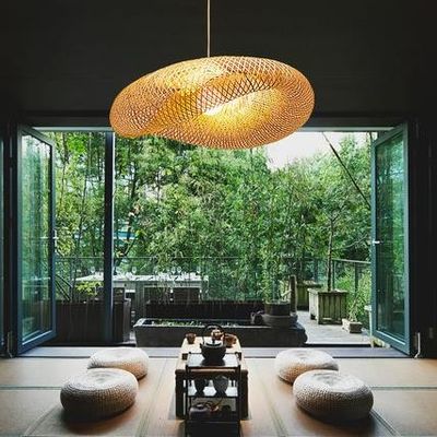 現代の竹ラタンペンダントライト 室内用ランプシェード